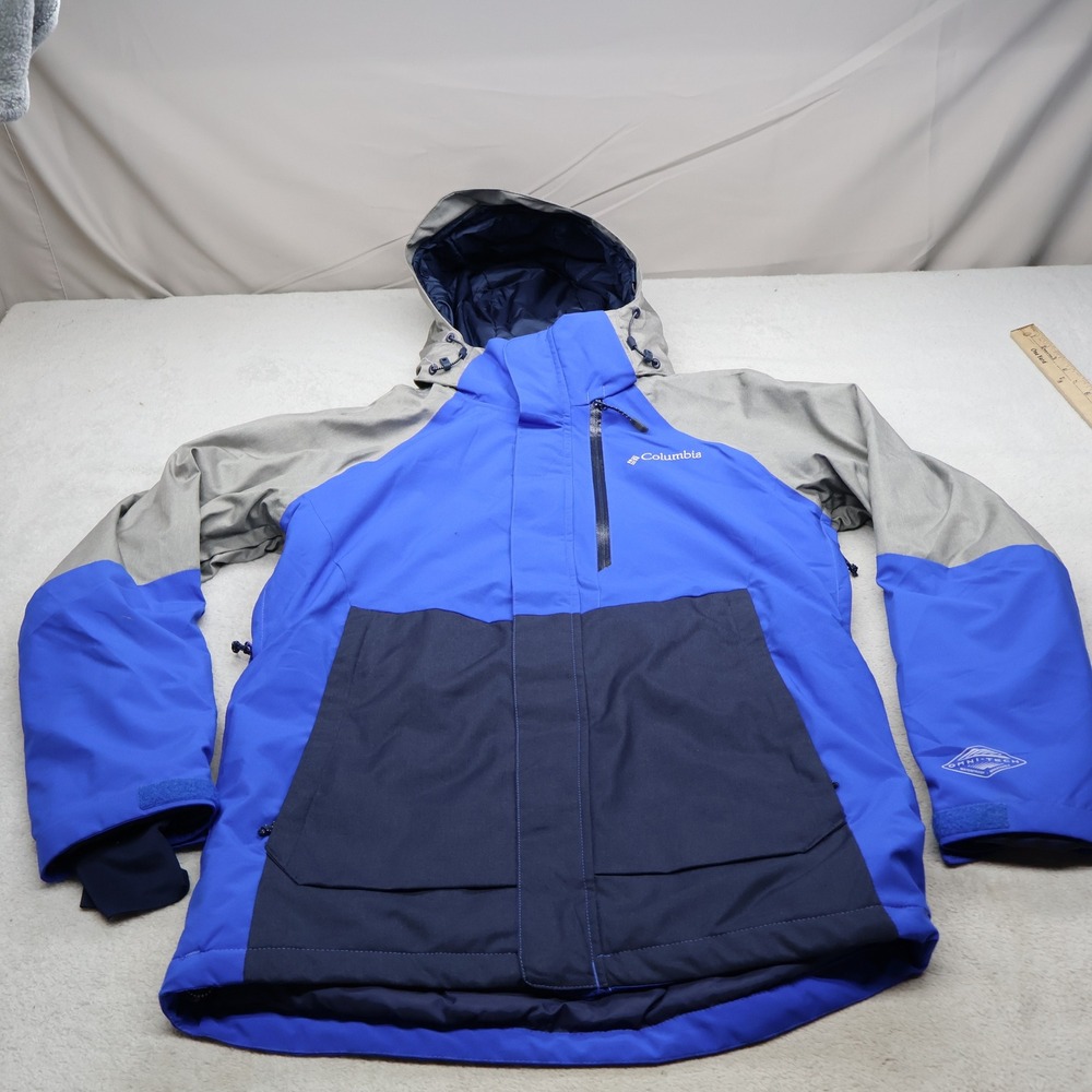 Columbia Jacket Mens Small Blue Waterproof Insulated Omni Heat Ski Snow Pit Zip